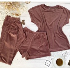 Тройка мягусенький ПЛЮШ, штаны, шорты, футболка МОККО