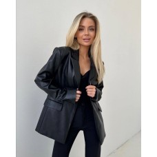 Женский пиджак эко-кожа черный