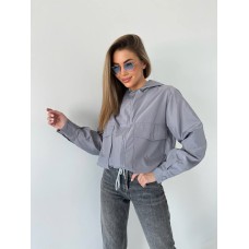 Молодежная ветровка с карманами на подкладке серый