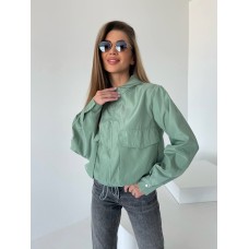 Молодежная ветровка с карманами на подкладке оливка