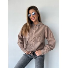 Молодежная ветровка с карманами на подкладке кофе
