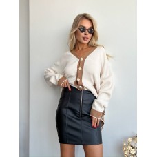 Комфортная Кожаная юбка черный