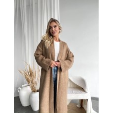 Удлиненный кардиган из мягкой пушистой пряжи мокко