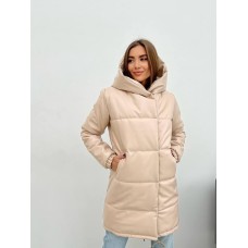Курточка «зефирка Люкс» удлинена на шнурочках эко кожа беж