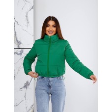 Куртка весенняя по низу куртки фиксатор+карманы плащевка+синтепон зеленый