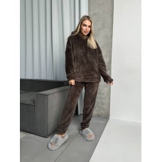 Приятный махровый домашний костюм/пижама мокко