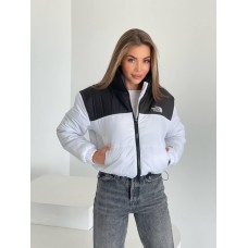 Куртка с накатом с карманами+резинка по талии регулируется белый