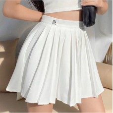Плиссированная мини юбка с шортиками белый