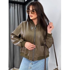 Куртка бомбер на молнии с карманами коричневый