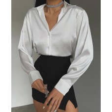 Шикарная базовая шелковая рубашка белый