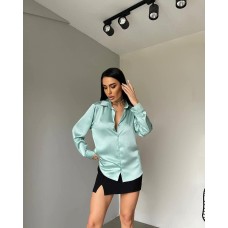 Шикарная базовая шелковая рубашка оливка