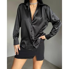 Шикарная базовая шелковая рубашка черный