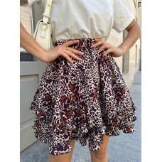 Легкая стильная юбка в леопардовый принт