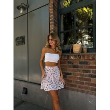 Легкая приятная Юбкочка на запах принт цветы белый