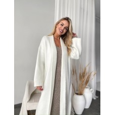 Удлиненный кардиган из мягкой пушистой пряжи белый