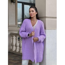 Теплый вязаный кардиган, сирень
