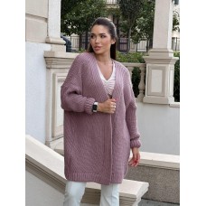 Теплый вязаный кардиган, темная пудра