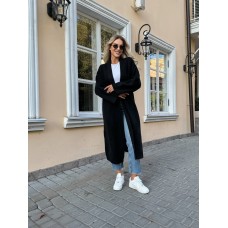 Удлиненный кардиган из мягкой пушистой пряжи черный