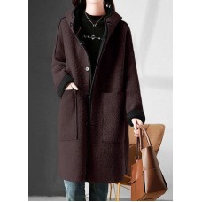 Куртка с капюшоном+карманами и с контрастною отделкою шоколад