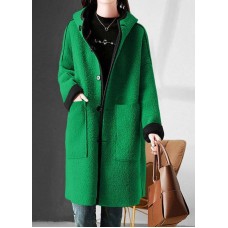 Куртка с капюшоном+карманами и с контрастною отделкою зеленый