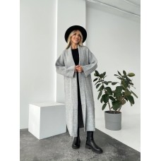 Удлиненный кардиган из мягкой пушистой пряжи серый