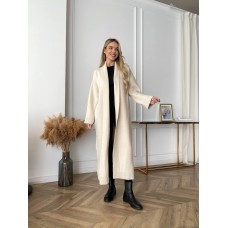 Удлиненный кардиган из мягкой пушистой пряжи бежевый