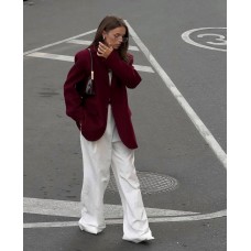 Классический пиджак с большими карманами+английским воротником марсала