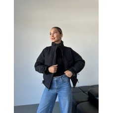 Курточка свободного кроя со спущенной линией плеча черный