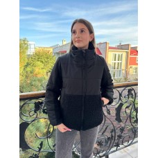 Теплая зимняя куртка Тедди на молнии с карманами черный