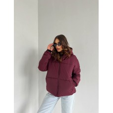 Зимняя теплая куртка качественная плащевка «эмми» бургунди