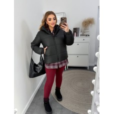 Теплая короткая куртка на молнии с воротником+глубокими карманами черный