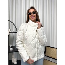 Весенняя стеганая куртка (молния+кнопки) молоко