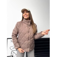 Весенняя стеганая куртка (молния+кнопки) мокко