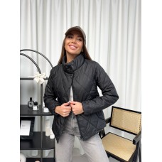 Весенняя стеганая куртка (молния+кнопки) черный