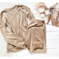 Мягусенькая плюшевая пижама ШТАНЫ и КОФТА бежевый