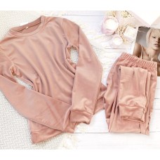 Мягусенькая плюшевая пижама ШТАНЫ и КОФТА пудра