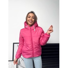 Женская куртка плащевка (съемный капюшон) малиновый