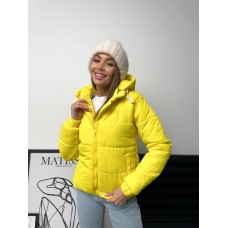 Женская куртка плащевка (съемный капюшон) желтый