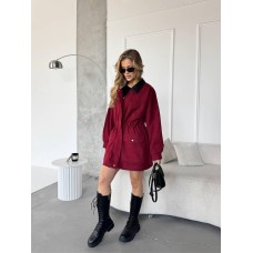 Весенняя парка на молнии и кнопках бургунди
