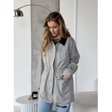 Весенняя парка на молнии и кнопках серый