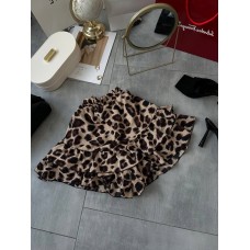 Шелковистая юбка-шорты в леопардовый принт