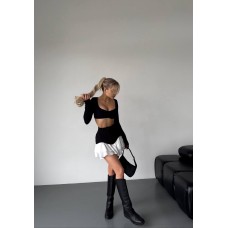 Легкая и романтичная юбка с воланами черный