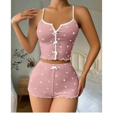 Пижамка с сердечками (майка+шорты) розовый