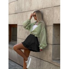 Юбка с кружевом креп жатка + кружево черный