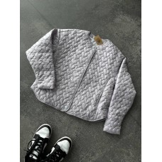 Базовая курточка с интересной стежкой в форме сердец серый