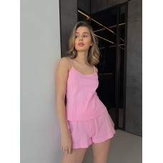 Пижама в нежно розовом цвете хлопок (Шорты+маечка на бретелях)