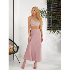 Шелковая юбка средней длинны пудра