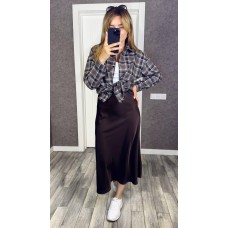 Юбка меди (талия на резинке) шелк «Армани» шоколадный