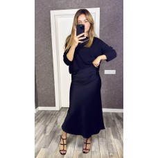 Юбка меди (талия на резинке) шелк «Армани» черный