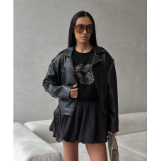 Мини юбка на резинке и с карманами черный